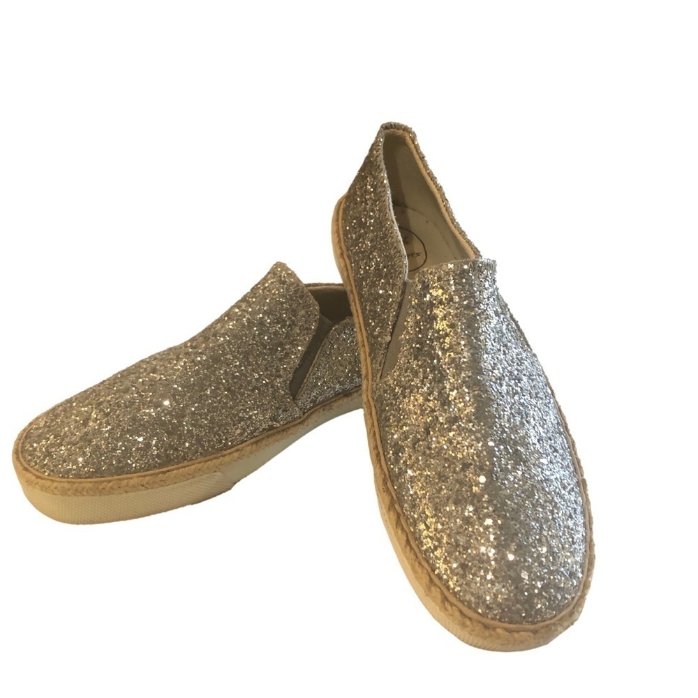 Jack Rogers Tucker Size 8 silver glitter slip on sneaker. Sparkly, bridal, prom